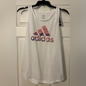☑️Adidas Galaxy Logo Racerback Tank Top | White, Size XL | Workout Vibes 🤍☑️